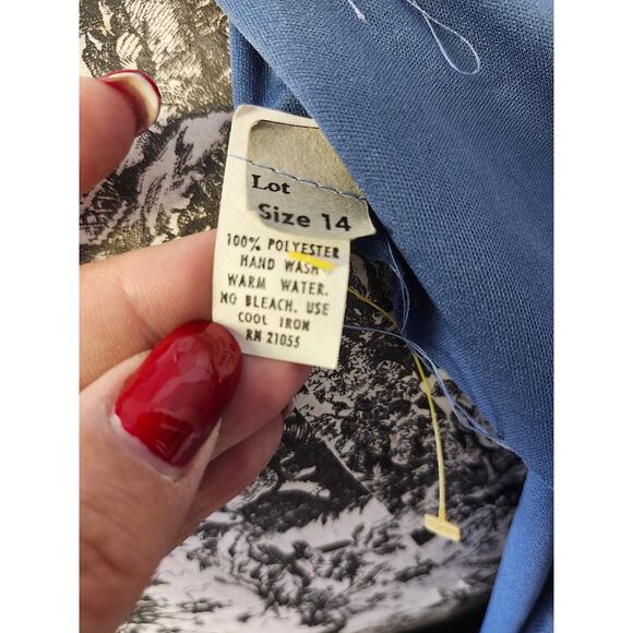 Midi bow Blue Vintage Pin-up 40's dress sz 14 **read** - Picture 6 of 6